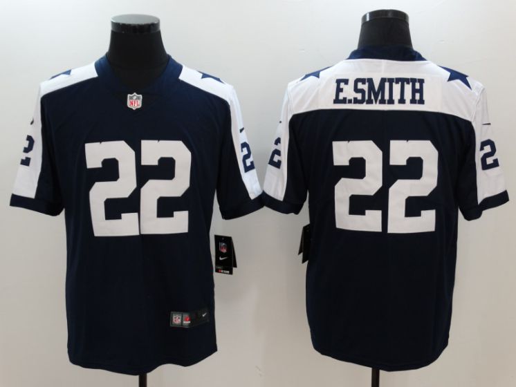 Men Dallas Cowboys #22 E.Smith Blue thanksgiving Nike Vapor Untouchable Limited NFL Jerseys